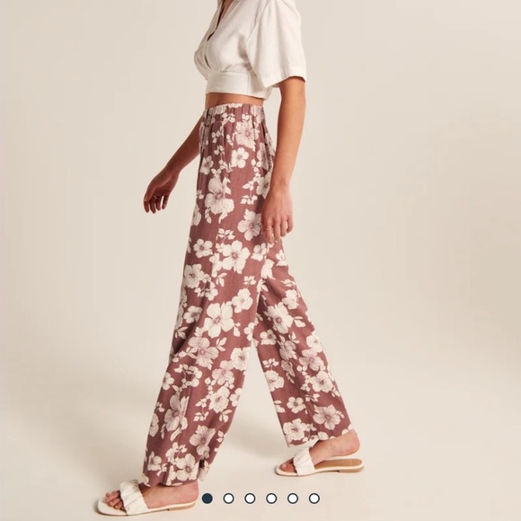 AF Linen-Blend Pull-On Wide Leg Pants Sz M #Q1 - Picture 2 of 7